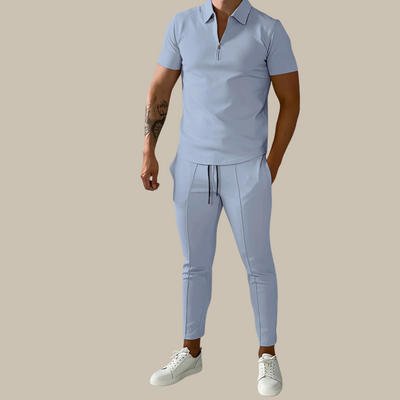 2-piece men's set with polo shirt and pants