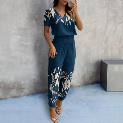 Women's  Two-Piece Set with V-Neck Top