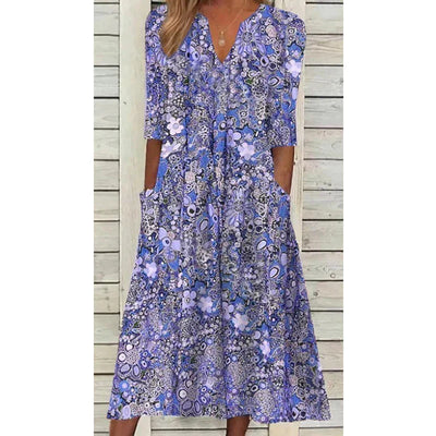 Women’s Casual Boho Dress – Floral Print Design & Relaxed Everyday Fit