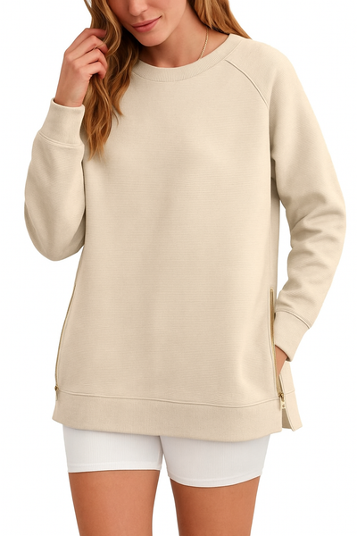 Trendy Modern Style Sweater for Women with Side Zippers