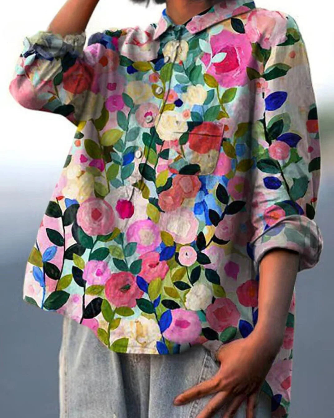 Women’s Casual Floral Print Blouse – Vibrant Everyday Style & Airy Relaxed Fit