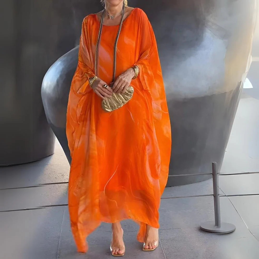 Women’s Elegant Silk Chiffon Dress – Flowing Loose-Fit Design with Luxurious Sheer Finish