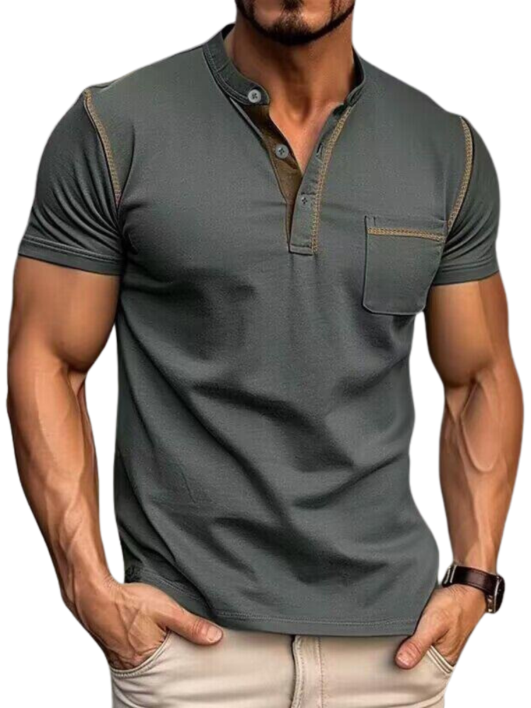 Men's Polo with Henley Collar