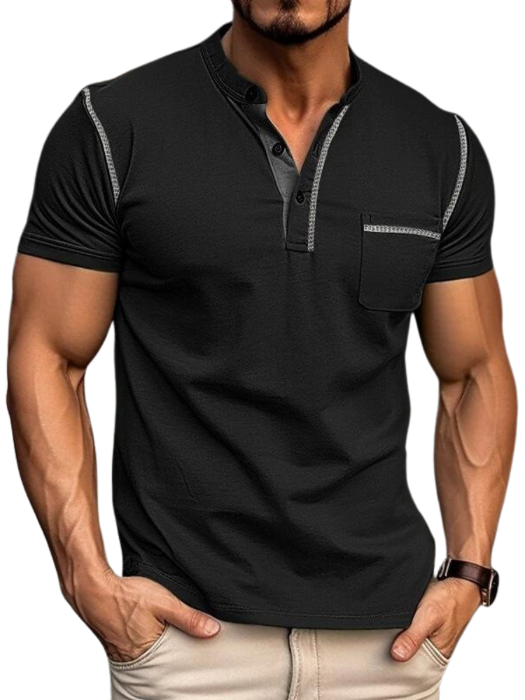 Men's Polo with Henley Collar