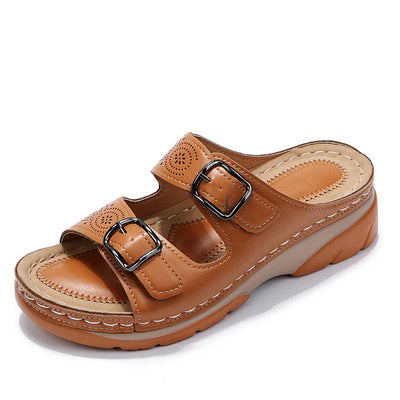 Women’s Open-Toe Sandals – Dual Buckle Design for a Relaxed Everyday Look