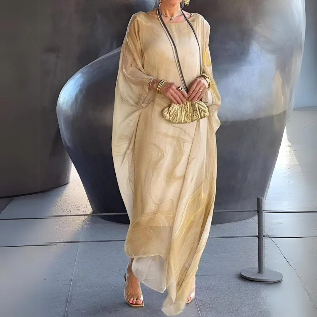 Women’s Elegant Silk Chiffon Dress – Flowing Loose-Fit Design with Luxurious Sheer Finish