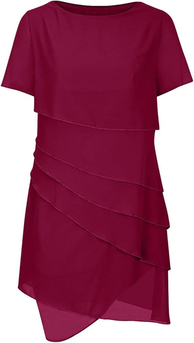 Women’s Casual Round Neck Layered Dress