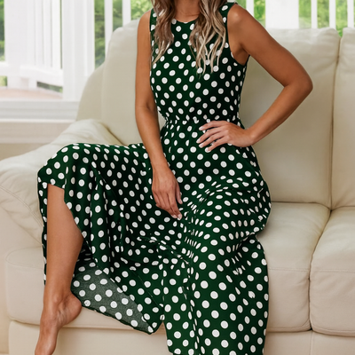 Women's Modern Style Polka Dot Maxi Dress