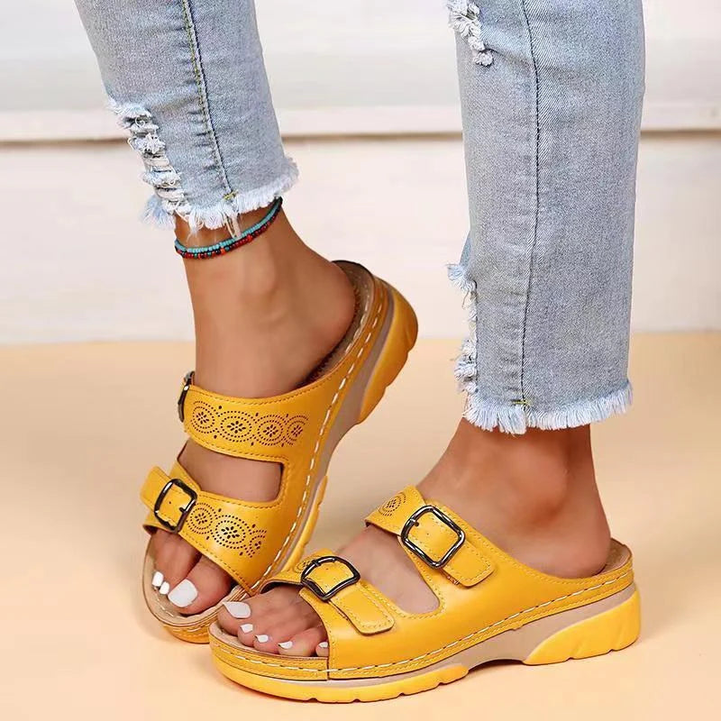 Women’s Open-Toe Sandals – Dual Buckle Design for a Relaxed Everyday Look