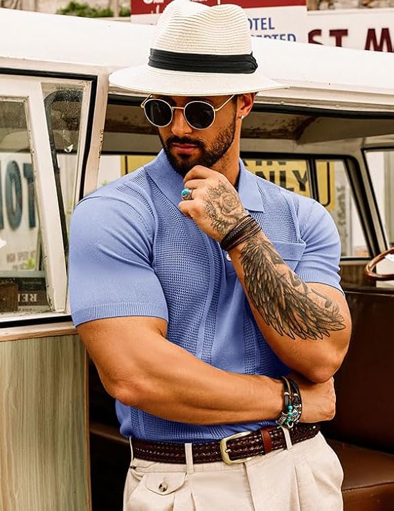 Men’s Classic Button-Up Knit Polo