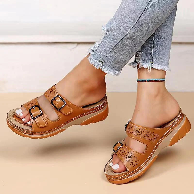 Women’s Open-Toe Sandals – Dual Buckle Design for a Relaxed Everyday Look