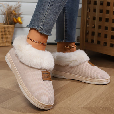 Women's Fur-Lined Plush Slippers – Cozy Indoor Footwear with Non-Slip Sole