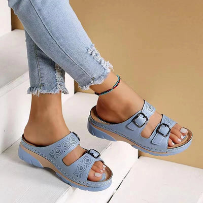 Women’s Open-Toe Sandals – Dual Buckle Design for a Relaxed Everyday Look