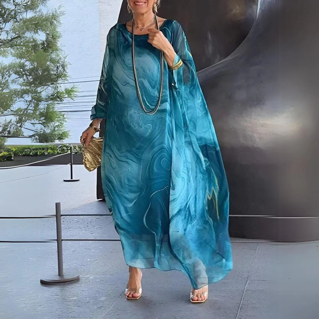 Women’s Elegant Silk Chiffon Dress – Flowing Loose-Fit Design with Luxurious Sheer Finish