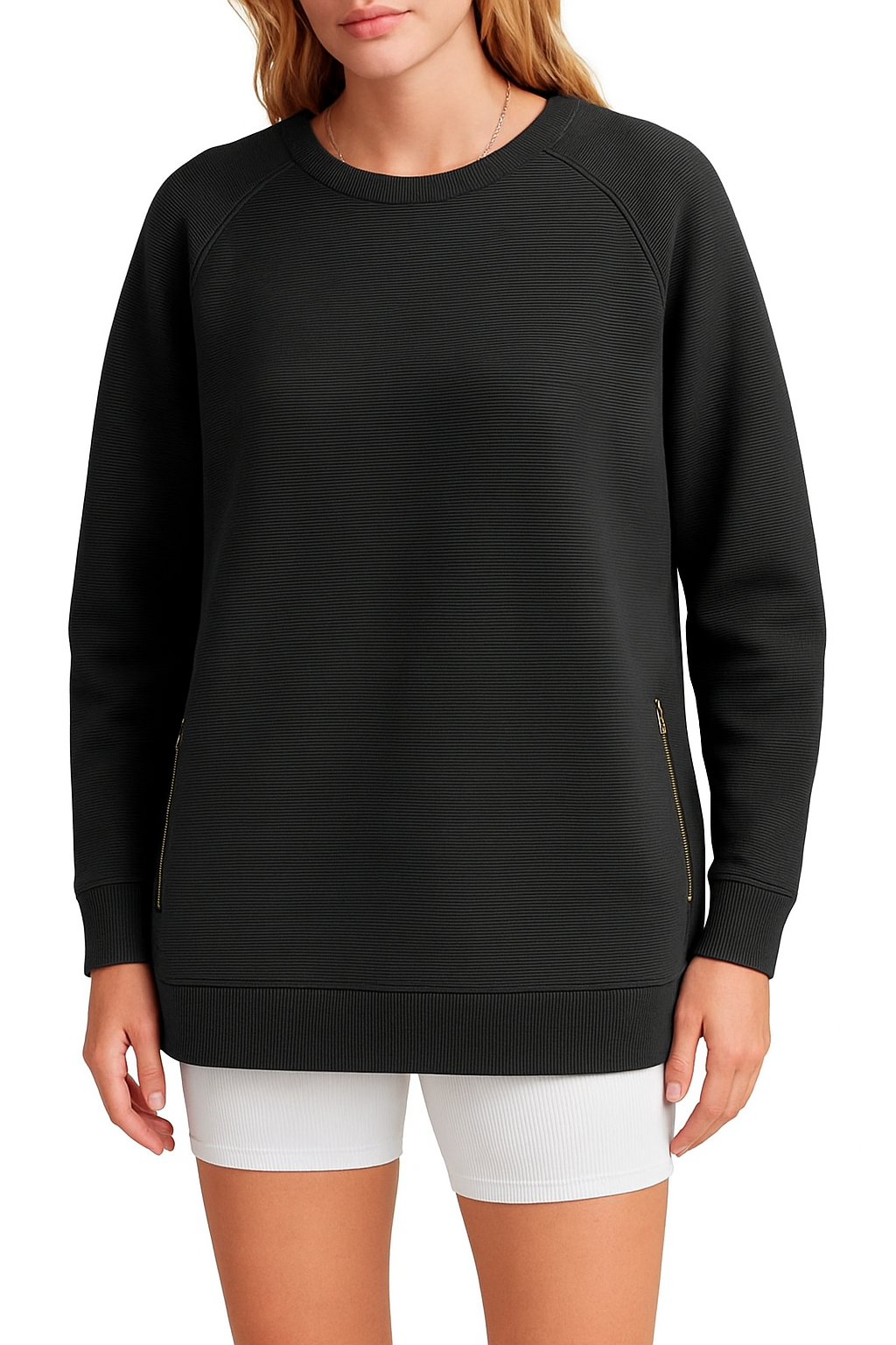 Trendy Modern Style Sweater for Women with Side Zippers