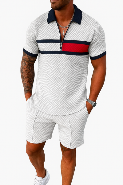 Men's Trendy Short Sleeve Zip-Up Romper