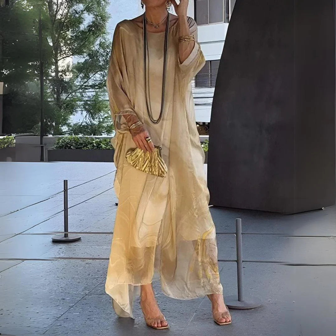 Women’s Elegant Silk Chiffon Dress – Flowing Loose-Fit Design with Luxurious Sheer Finish