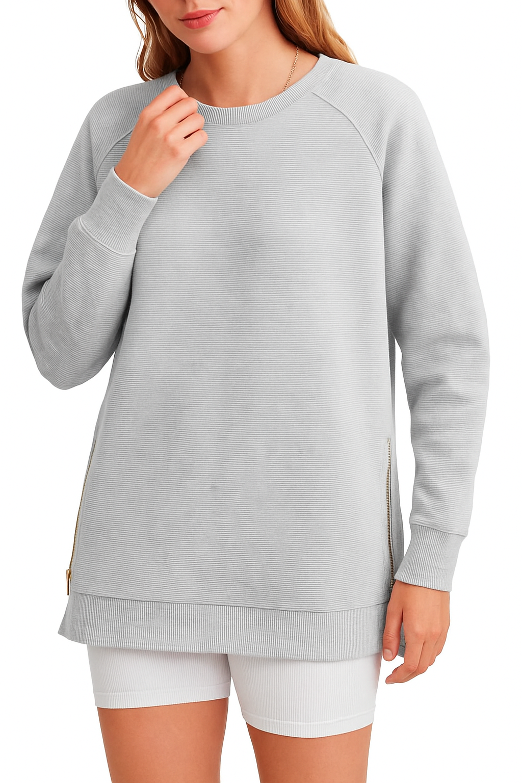 Trendy Modern Style Sweater for Women with Side Zippers