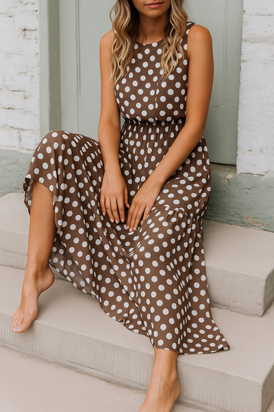 Women's Modern Style Polka Dot Maxi Dress