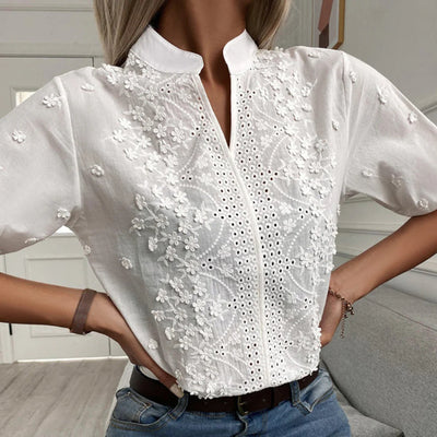 Women's Trendy Summer Blouse with Chino Style Collar