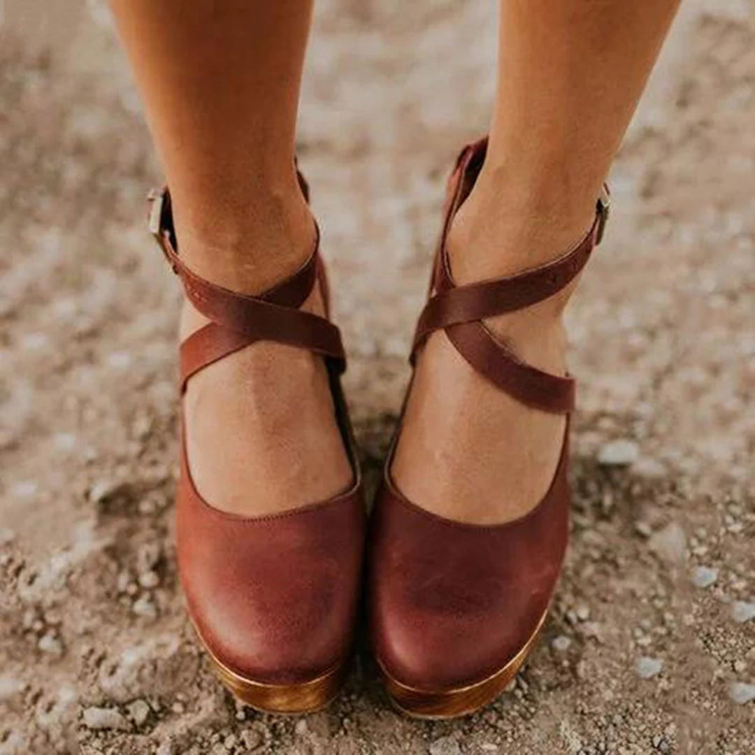 Women’s Stylish High Heels – Wooden Platform Design & Sophisticated Everyday Look