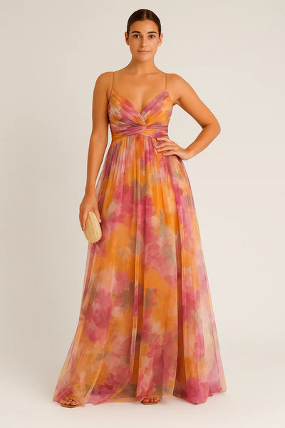 Women’s Floral Dress – Flowing Maxi Silhouette with Vibrant Floral Print