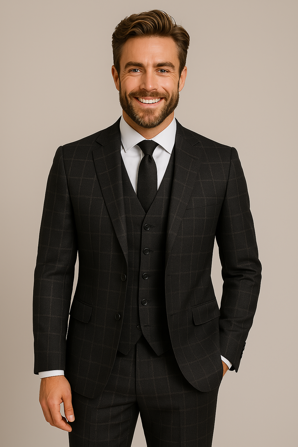 Elegant Peaky-Inspired 3-Piece Suit for Men