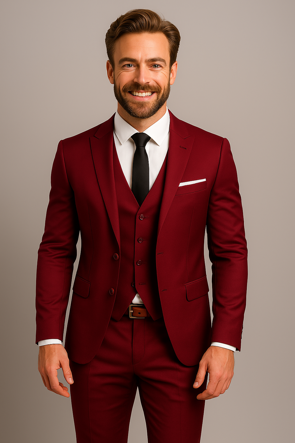 Men's 3-Piece Suit – Slim Fit Cotton Blazer, Waistcoat & Trousers – Formal & Versatile