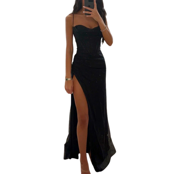 Classic Glitter Split Dress for Women