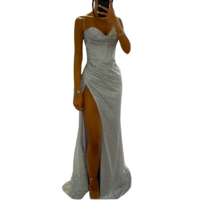 Classic Glitter Split Dress for Women