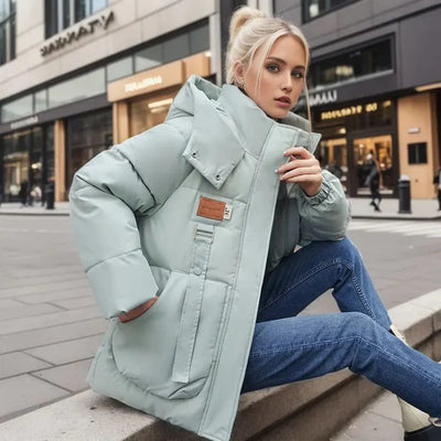 Classic High Collar Warm Padded Winter Jacket for Women