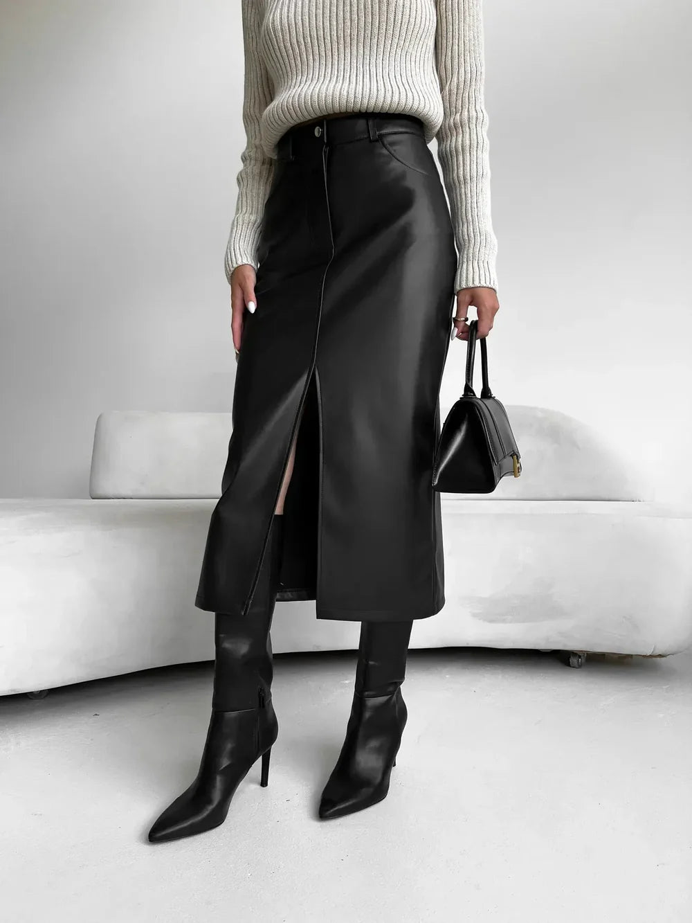 Women's Vintage Style High Slit Maxi Skirt
