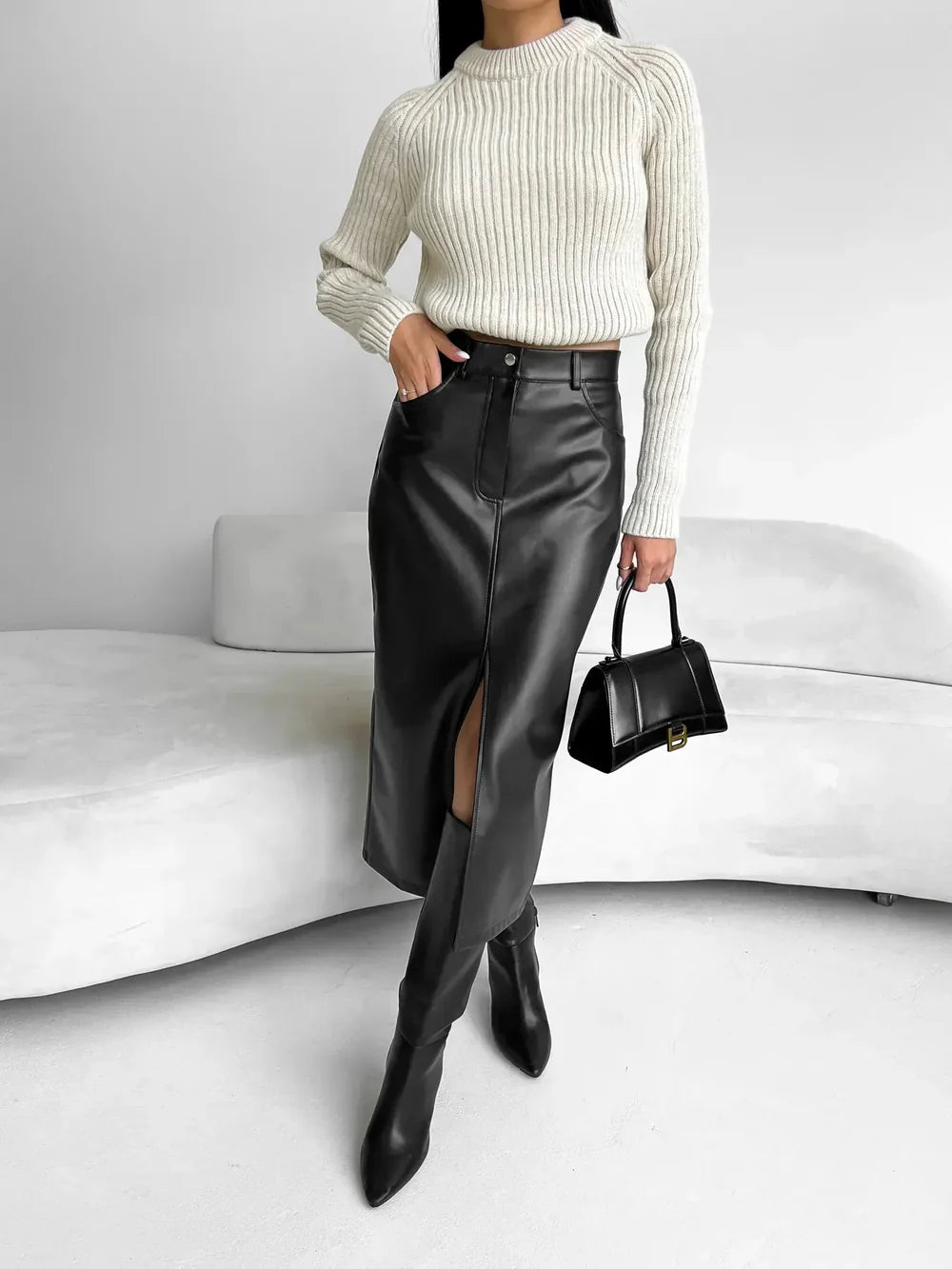 Women's Vintage Style High Slit Maxi Skirt