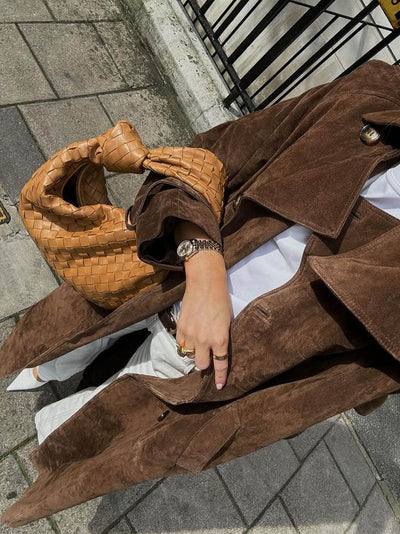 Women's Elegant Suede Trench Coat