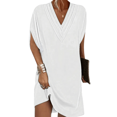 Minimalistic V-neck Mini Dress for Women