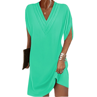 Minimalistic V-neck Mini Dress for Women