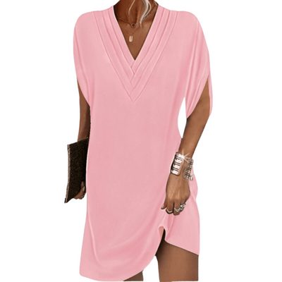 Minimalistic V-neck Mini Dress for Women