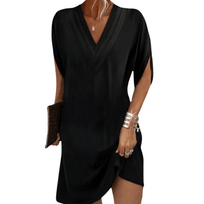 Minimalistic V-neck Mini Dress for Women