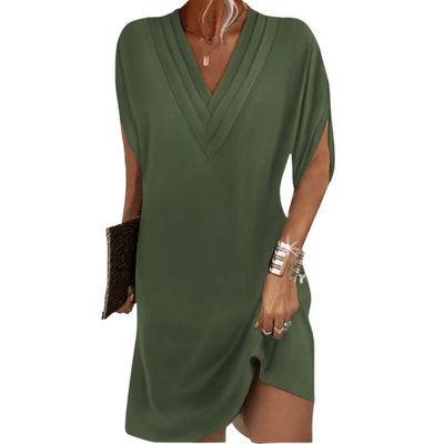 Minimalistic V-neck Mini Dress for Women