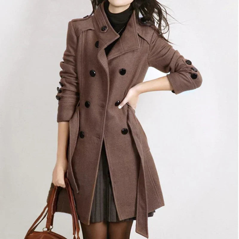 Stylish Long Ladies Coat with Belt