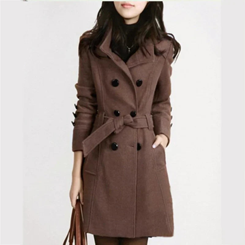 Stylish Long Ladies Coat with Belt