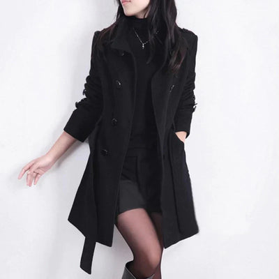 Stylish Long Ladies Coat with Belt