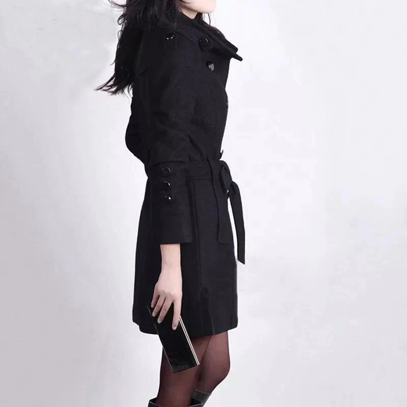 Stylish Long Ladies Coat with Belt