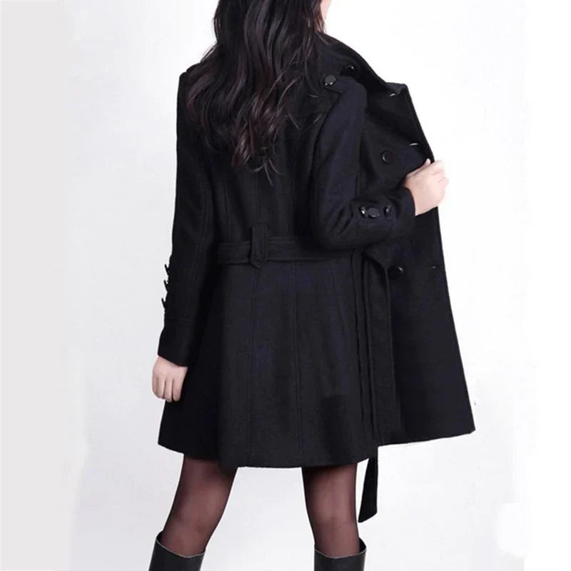 Stylish Long Ladies Coat with Belt