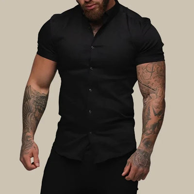 Men's Slim Fit Stretch Shirt with Short Sleeves