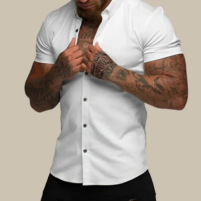 Men's Slim Fit Stretch Shirt with Short Sleeves