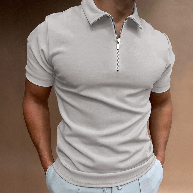 Slim-fit Polo with Zipper for Men