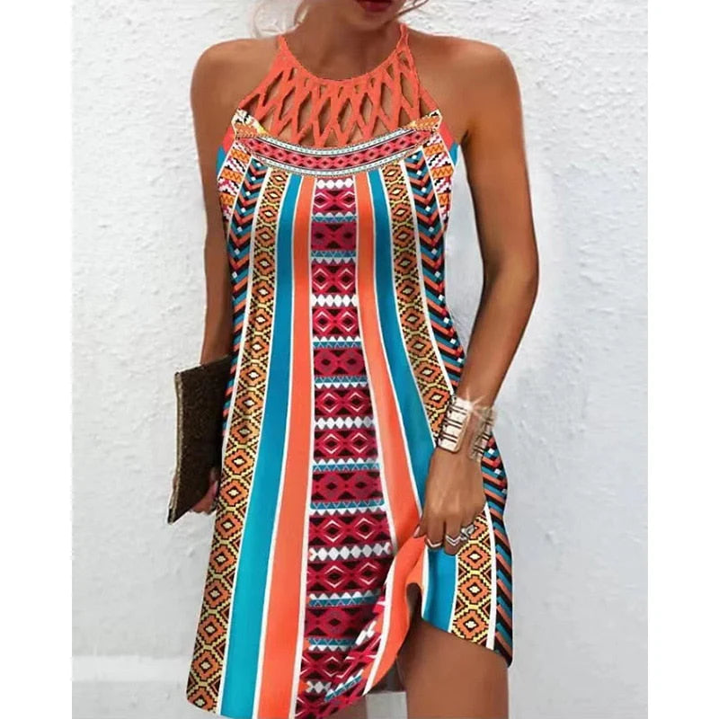Women’s Printed Elegant Dress – Vibrant Pattern & Effortless Summer Style
