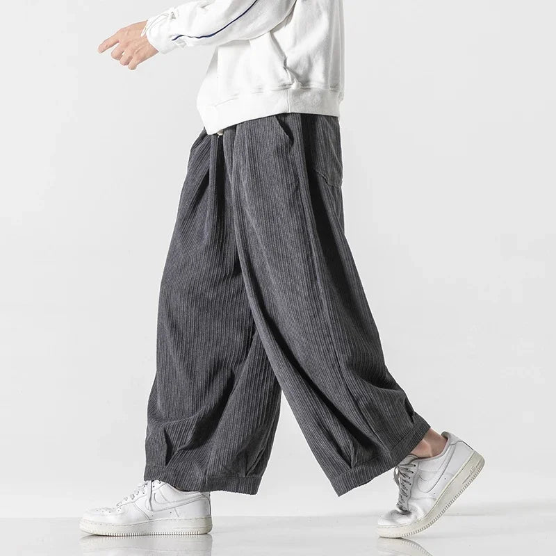 Casual Modern Style Corduroy Baggy Pants for Men