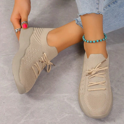 Women’s Casual Shoes – Lace-Up Knit Design for Effortless Everyday Wear